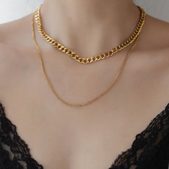 GP Double Layer Chain Necklace - Picture 4 of 4